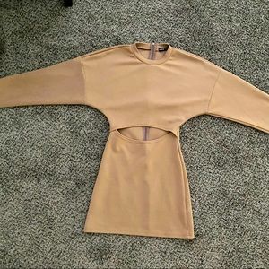 Waist slit long sleeve dress